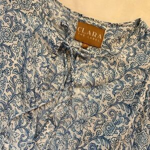 Clara The Label Blue Floral Cotton Midi Cottage Core Dress